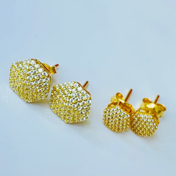 Brinco Hexágono Chuveirinho em Ouro 18k 6mm / 18k Gold Hexagon 'Chuveirinho' Earring 6mm - Ricca Jewelry