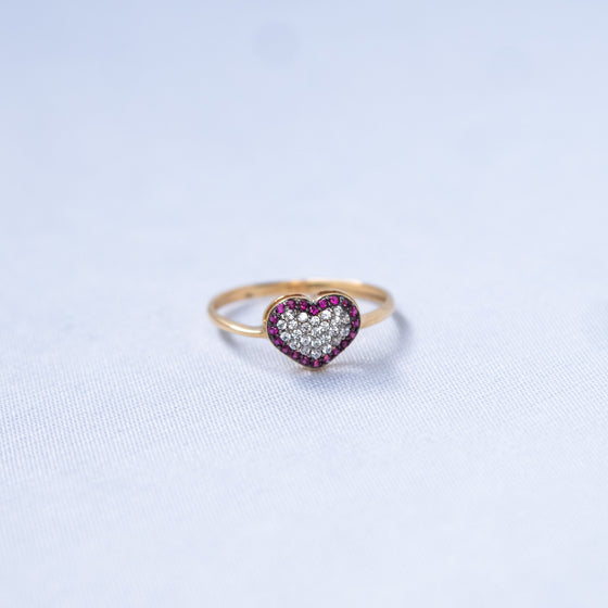 Anéis em Ouro 18k Modelo Coração Chuveirinho com Zircônias / 18k Gold Rings Heart Shower Model with Zirconia - Ricca Jewelry