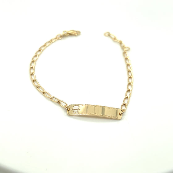 Pulseira Infantil em Ouro 18k com Plaquinha / 18K Gold Baby Bracelet with ID Plate - Ricca Jewelry