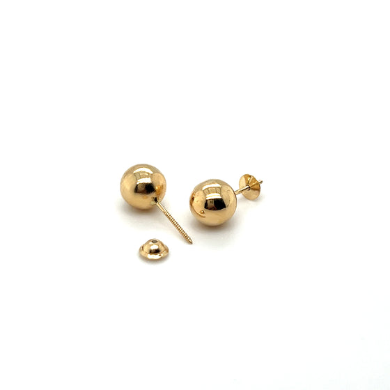 Brincos de Ouro 18k Modelo Bola/Esfera com Pinos e Tarraxas de Rosca / 18k Gold Ball Earrings - Variety of Sizes - Ricca Jewelry