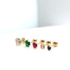 Brincos de Ouro 18k Modelo com Zirconia Redonda Pinos e Tarraxas de Rosca / 18k Gold Earrings with Zirconia - Variety of Sizes and Colors - Ricca Jewelry