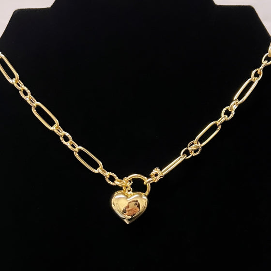 Gargantilha em Ouro Amarelo com Pingente de Coração - Ricca Jewelry