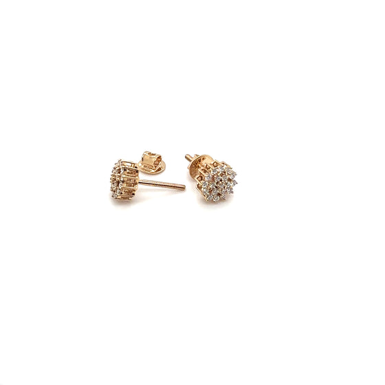 Brincos de Ouro 18k Modelo Escudo com 38 Diamantes Lapidacao Brilhante - Ricca Jewelry