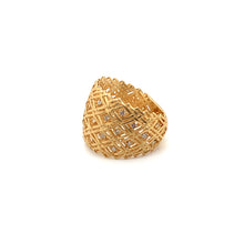  Anel em Ouro 18k Modelo Telado com Diamantes / 18k Gold Mesh-Model Ring with Diamonds