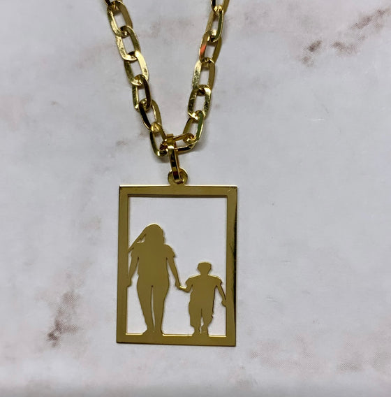 Pingente de Ouro 18k Modelo Mae e um Filho / 18k Gold Pendant Mother and Child Model - Ricca Jewelry