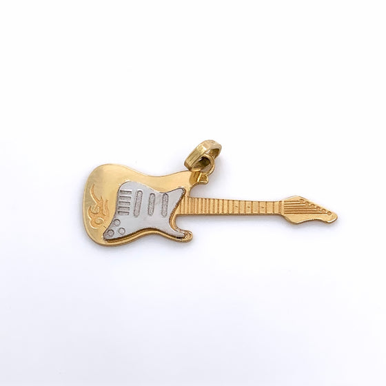 Pingente em Ouro 18k Modelo Guitarra com Detalhes em Ouro Branco / 18k Gold Guitar Model Pendant with White Gold Details