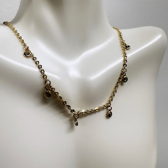 Gargantilha em Ouro 18k Modelo BailarinaTrabalhada com Pedras de Zirconias - Ricca Jewelry