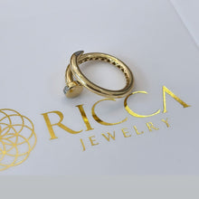  Anel de Ouro 18k Modelo Prego com Zircônias - Ricca Jewelry