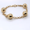 Pulseira em Ouro 18k Modelo Elo Portugues com bolas / 18k Gold Portuguese Link Bracelet with Beads