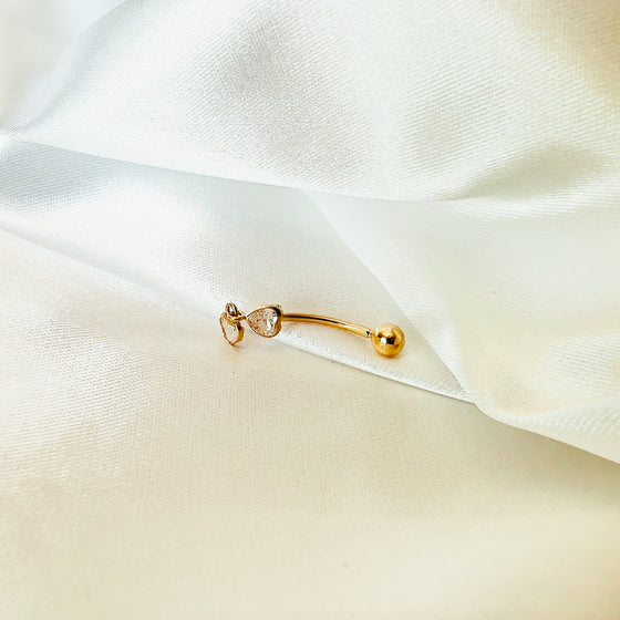 Piercing de Umbigo Coração em Ouro 18k / 18k Gold Heart Belly Button Piercing - Ricca Jewelry