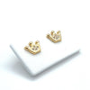 Brincos em Ouro 18k com Tarrachas de Rosca - Modelo Coroa com Zircônias / 18k Gold Earrings with Screw-Back Fastenings - Crown Design with Zirconias - Ricca Jewelry