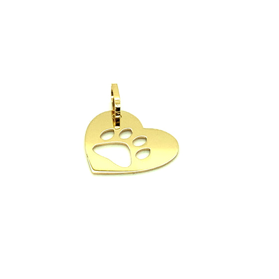 Pingente em Ouro 18k Modelo Coração com Pata de Cachorro / 18k Gold Pendant Heart Model with Dog Paw - Ricca Jewelry
