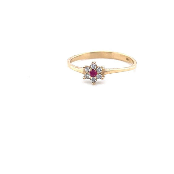 18K Yellow Gold Shine Flower Stackable Ring - Ricca Jewelry