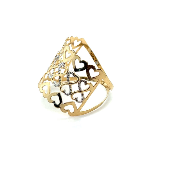 Anel em Ouro Amarelo 18k Coração e Infinito com 2 Cores - Ricca Jewelry