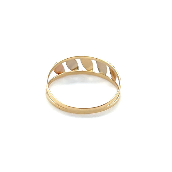 Anel em Ouro Amarelo 18k Tricolor Navete - Ricca Jewelry