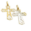 Pingente em Ouro 18k Cruz Dupla Face Vazada / Pendant in 18k Gold Double Sided Hollow Cross - Ricca Jewelry
