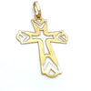 Pingente em Ouro 18k Cruz Dupla Face Vazada / Pendant in 18k Gold Double Sided Hollow Cross - Ricca Jewelry
