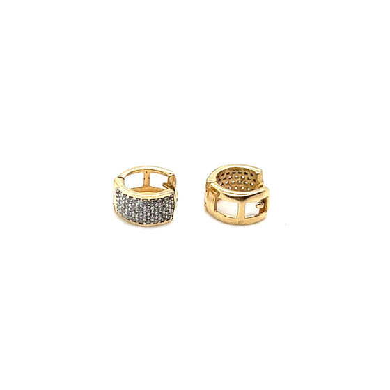 Brincos de Ouro 18k Modelo Argola Mini com Pedras de Zircone 8mm - Ricca Jewelry
