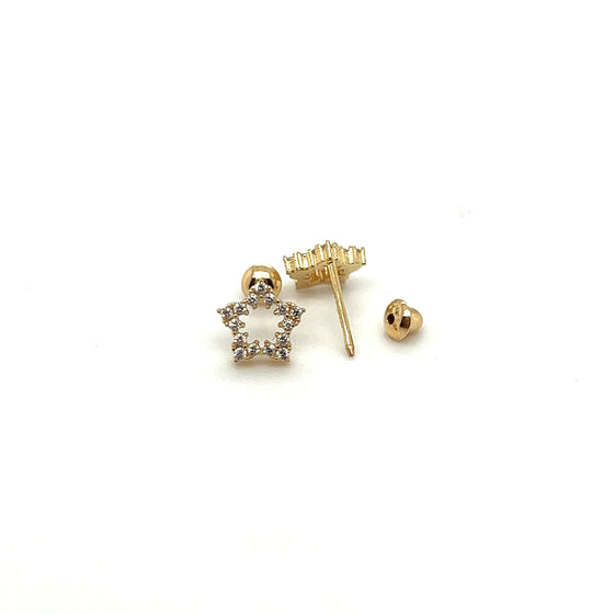 Brinco Estrela em Ouro 18k com Zircônia / Star Earring in 18k Gold with Zirconia - Ricca Jewelry
