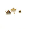 Brinco Coroa em Ouro 18k com Zircônia / Crown Earring in 18k Gold with Zirconia - Ricca Jewelry