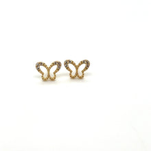  Brinco Borboleta Vazada em Ouro 18k com Zircônia / Hollow Butterfly Earring in 18k Gold with Zirconia - Ricca Jewelry
