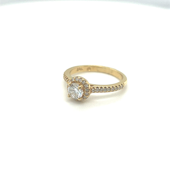 Anel de Ouro 18k com 1 Diamante Lapidacao Brilhante de 0.5Ct e 34 Diamantes 1.2mm - Ricca Jewelry