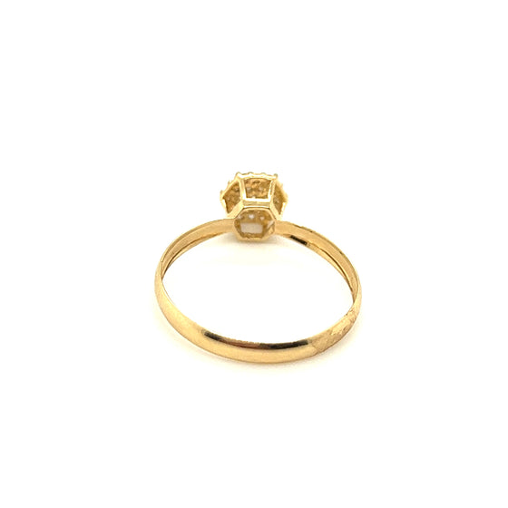Anel em ouro 18k Chuveiro Hexágono Pequeno com Micro Zircônias - Ricca Jewelry