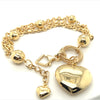 Pulseira Ouro com Pingente Coração e Extensor - Ricca Jewelry