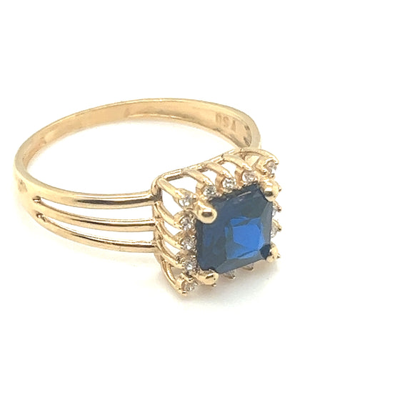 Anel Formatura Pedra Quadrada Azul - Ricca Jewelry