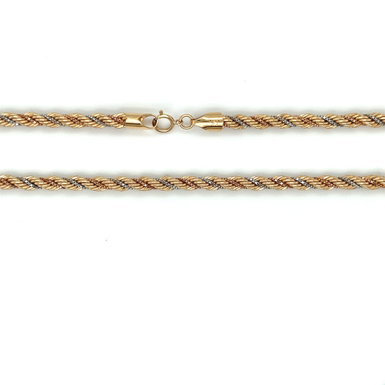 Corrente de Ouro 18k Modelo Corda Tricolor / 18k Gold Tri-Color Rope Chain - Ricca Jewelry