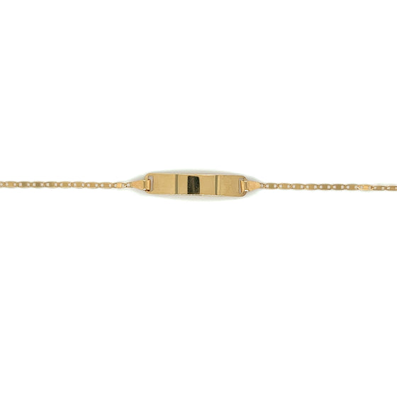 Pulseira Infantil Elo Piastrine com Plaquinha / 18k Gold Children's Elo Piastrine Bracelet with Plaque - Ricca Jewelry