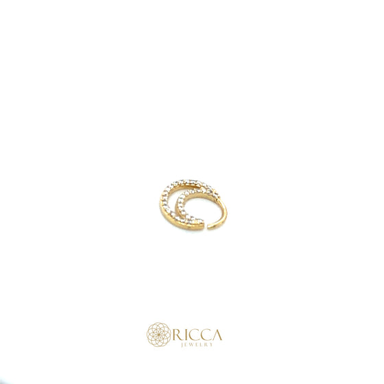 Piercing de Ouro 18k Modelo meia Lua com Zirconias - Ricca Jewelry