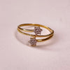 18K Yellow Gold with CZ Sparkle Flowers Ring - Ricca Jewelry