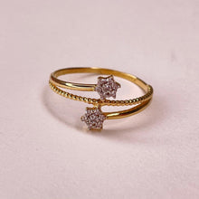  18K Yellow Gold with CZ Sparkle Flowers Ring - Ricca Jewelry