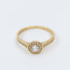 18K Yellow Gold Classic Round CZ Halo Solitaire Engagement Ring - Ricca Jewelry