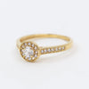 18K Yellow Gold Classic Round CZ Halo Solitaire Engagement Ring - Ricca Jewelry
