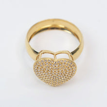 18K Yellow Gold with CZ Heart Pave Statement Ring