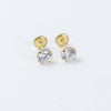 Brincos de Ouro 18k com Zirconias de 3mm Tarraxas de Rosca - Ricca Jewelry