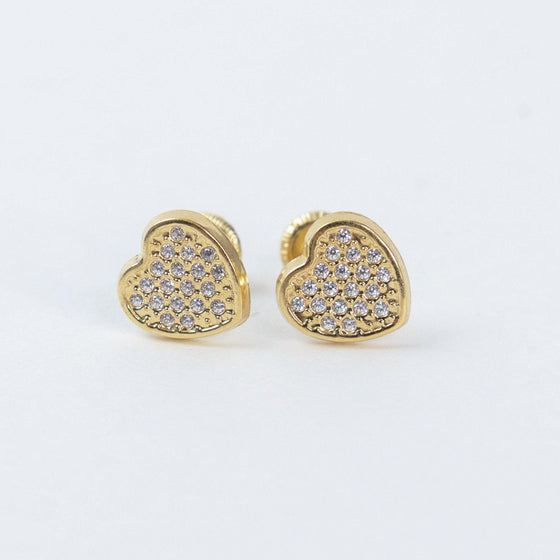 Brinco em Ouro 18k Modelo Coração Pavê Baby Collection / 18k Gold Earring Pavé Baby Collection Heart Model - Ricca Jewelry
