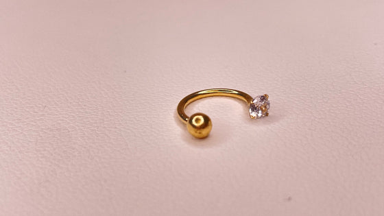 18k Yellow Gold with CZ Open Hoop Piercing - Ricca Jewelry