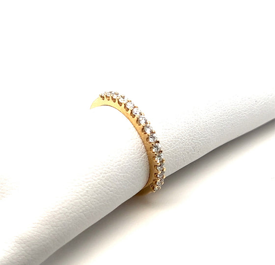 Anel meia alianca de ouro 18k com 15 diamantes - Ricca Jewelry