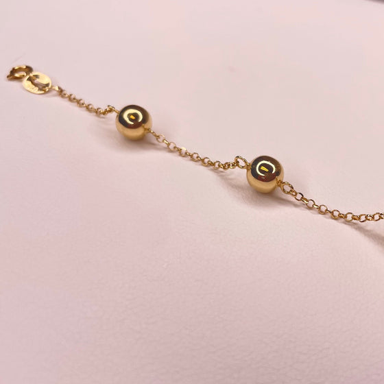 18K Yellow Gold Four Large Spheres Chain Bracelet - Ricca Jewelry
