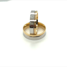  Aliancas 6mm de Largura Ouro Amarelo e Ouro Branco com Um Filete