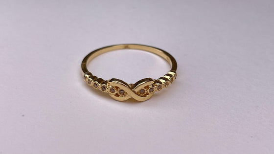 18K Yellow Gold with CZ Infinity Symbol Stackable Ring - Ricca Jewelry