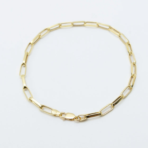 18k Yellow Gold Paperclip Chain Bracelet - Ricca Jewelry