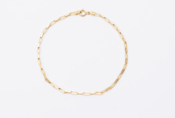 18k Yellow Gold Delicate Paperclip Chain Bracelet - Ricca Jewelry