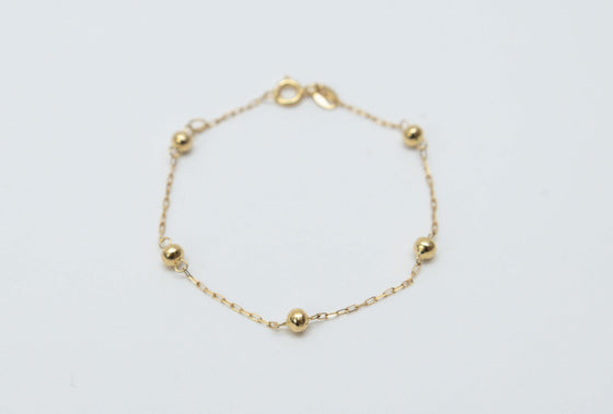 Pulseira Baby Collection em Ouro 18k com Cinco Esferas / Baby Collection Bracelet in 18k Gold with Five Spheres - Ricca Jewelry