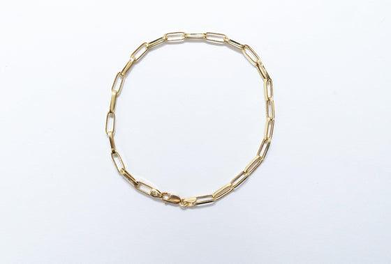 18K Yellow Gold Paperclip Chain Bracelet - Ricca Jewelry