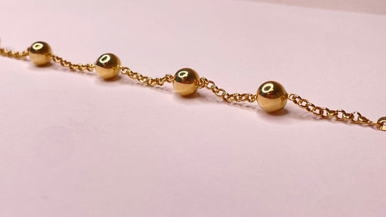 18K Yellow Gold Five Large Spheres Chain Bracelet - Ricca Jewelry