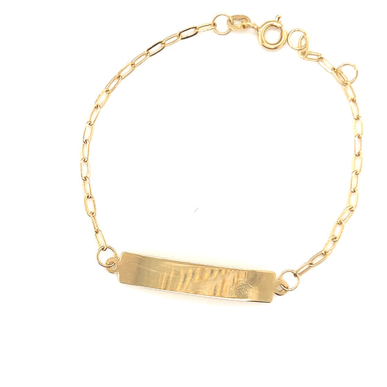 Pulseira Infantil em Ouro 18k com Plaquinha / Baby Bracelet in 18k Gold with Plate - Ricca Jewelry